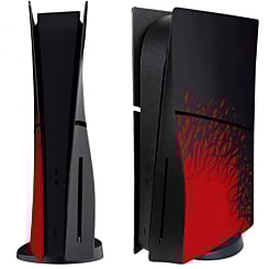 Faceplate Cover (BLACK & RED) (4 Piece Set) for PlayStation 5 Slim Disc Edition (NO LOGO) (Only Ground Shipping)