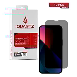 QUARTZ Privacy Tempered Glass for iPhone 13 / 13 Pro / 14 / 16e (Pack of 10)