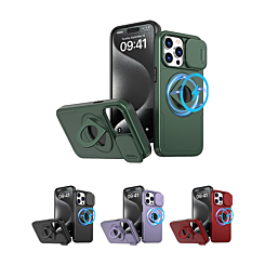 Ring Stand Case & Camera Lens Sliding Cover for iPhone 15 Pro (Only Ground Shipping)