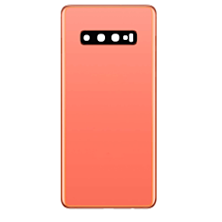 Order the back glass with camera lens and adhesive for Galaxy S10 in Flamingo Pink, no logo.