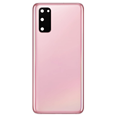 Shop the back glass with camera lens and adhesive for the Galaxy S20, no logo, in Cloud Pink.