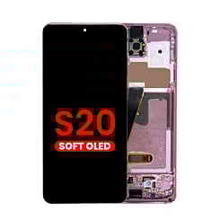 Grab wholesale deals on the OLED assembly with frame for the Galaxy S20 G980 and G981, not compatible with Verizon, in Cloud Pink, Aftermarket OLED.