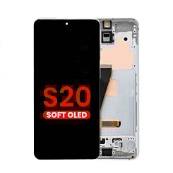 Stock up on the OLED assembly with frame for the Galaxy S20 G980 and G981, not compatible with Verizon, in Cloud White, Aftermarket OLED.