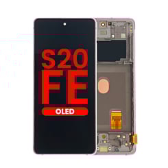 Order the OLED Assembly with Frame for Galaxy S20 FE G780 in Cloud Lavender, Aftermarket OLED.