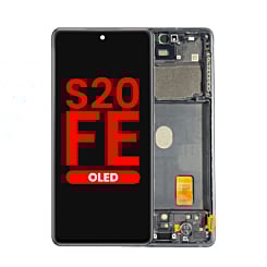 Stock up on the OLED Assembly with Frame for Galaxy S20 FE G780 in Cloud White, Aftermarket OLED.