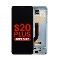 Order the OLED Assembly with Frame for Galaxy S20 Plus 5G G985 and G986 in Cloud Blue, Aftermarket OLED.