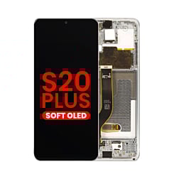 Purchase the OLED Assembly with Frame for Galaxy S20 Plus 5G G985 and G986 in Cloud White, Aftermarket OLED.