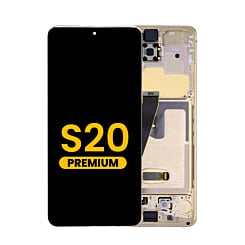Buy the OLED assembly with frame for the Galaxy S20 G980 and G981, not compatible with Verizon, in Cloud White, Premium.