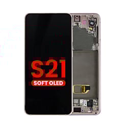 Purchase the OLED Assembly with Frame for Galaxy S21 G991 in Phantom Pink, Aftermarket OLED.