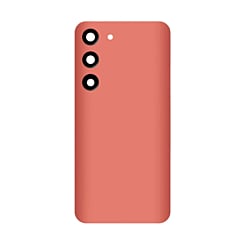Stock up on the back glass with camera lens and adhesive for Galaxy S23, no logo, in orange.