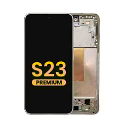 Purchase the OLED assembly with frame for Galaxy S23 S911 in cream. Premium quality.