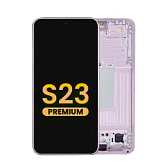 Grab wholesale deals on the OLED assembly with frame for Galaxy S23 S911 in pink. Premium.