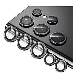 Metal Ring with HD Tempered Glass for Galaxy S23 Ultra (BLACK)