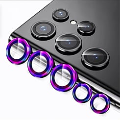 Stock up on the metal ring with HD tempered glass for Galaxy S23 Ultra in colorful designs.