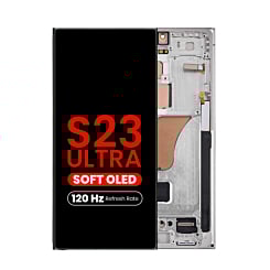 OLED Assembly with Frame for Galaxy S23 Ultra (S918) (CREAM) (Aftermarket Pro Soft Oled / 120HZ)