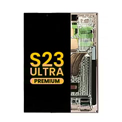 Order the OLED assembly with frame for Galaxy S23 Ultra S918 in cream. Premium quality.