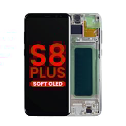 Buy the OLED assembly with frame for Galaxy S8 Plus G955 in Arctic Silver, aftermarket OLED.