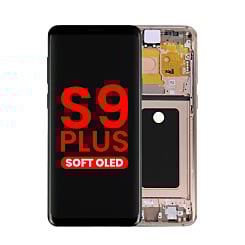 Buy the OLED assembly with frame for Galaxy S9 Plus G965 in Sunrise Gold, aftermarket OLED.