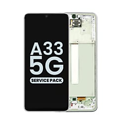Purchase the OLED Assembly with Frame for Galaxy A33 5G A336 2022 in Awesome White, Service Pack.
