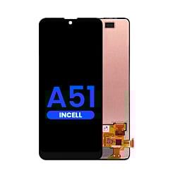 Stock up on the LCD Assembly without Frame for Galaxy A51 4G A515 2019, Aftermarket Incell version without a fingerprint scanner.
