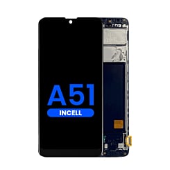 Stock up on the LCD Assembly with Frame for Galaxy A51 4G A515 2019, Aftermarket Incell version without a fingerprint scanner.
