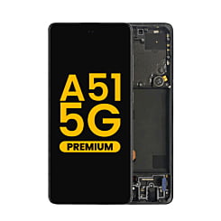 Purchase the OLED Assembly with Frame in Prism Cube Black, Premium, for Galaxy A51 5G, model A516 from 2020 – Non-Verizon.
