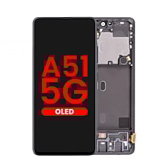 Shop the OLED Assembly with Frame for Galaxy A51 5G, model A516 from 2020, in Prism Cube Black, Non-Verizon – Aftermarket OLED.
