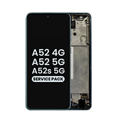 Grab the wholesale deals on the OLED Assembly with Frame in Awesome Blue, Service Pack, for Galaxy A52 4G model A525 from 2021, A52 5G model A526 from 2021, and A52s 5G model A528 from 2021.