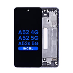 Order the LCD Assembly in Awesome Violet, Aftermarket Incell, with Frame for Galaxy A52 4G model A525 from 2021, A52 5G model A526 from 2021, and A52s 5G model A528 from 2021, without Fingerprint Sensor.