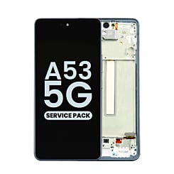 Order the OLED Assembly with Frame for Galaxy A53 5G, model A536 from 2022, in Awesome Blue – Service Pack.