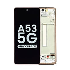 Purchase the OLED Assembly with Frame for Galaxy A53 5G, model A536 from 2022, in Awesome Peach – Service Pack.