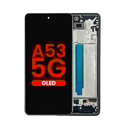 Order the OLED Assembly with Frame for Galaxy A53 5G, model A536 from 2022, 6.46 inches, in Awesome Black – Aftermarket OLED.