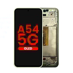 Grab wholesale deals on the OLED assembly with frame for the Galaxy A54 5G 2023 in Awesome Lime, aftermarket OLED.