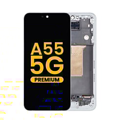 Shop the OLED assembly with frame for the Galaxy A55 5G 2024 in Awesome Ice Blue, premium version.