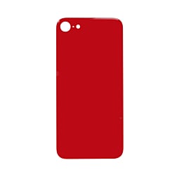 Shop the red back glass with a bigger camera hole for iPhone SE 2022, no logo.