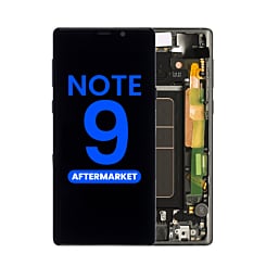 Buy the LCD Assembly with Frame for Galaxy Note 9 N960 in Midnight Black, Aftermarket Incell, does not support fingerprint.