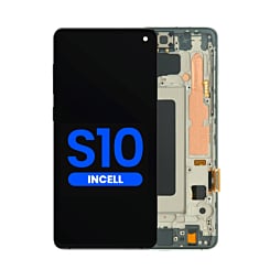 Buy the LCD assembly with frame for Galaxy S10 G973 without fingerprint sensor in Prism Green, aftermarket Incell.