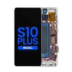 Order the LCD assembly with frame for Galaxy S10 Plus G975 in Prism White, without fingerprint sensor, aftermarket Incell.
