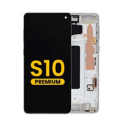 Grab wholesale deals on the OLED assembly with frame for Galaxy S10 G973 in Prism White, premium.