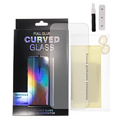 Shop the Full Glue Tempered Glass for Galaxy S20 Plus with Nano Liquid, Install Kit, and UV Light, Case Friendly, 3D, 1 Piece.