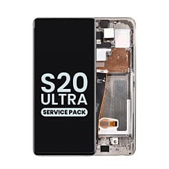 Buy the OLED Assembly with Frame for Galaxy S20 Ultra G988 in Cloud White, Service Pack.
