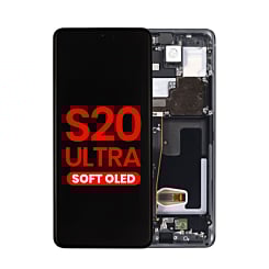 Purchase the OLED Assembly with Frame for Galaxy S20 Ultra G988, Aftermarket OLED, in Cosmic Black.