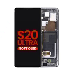 Stock up on the OLED Assembly with Frame for Galaxy S20 Ultra G988, Cosmic Gray, Aftermarket OLED.