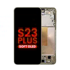 Stock up on the OLED assembly with frame for Galaxy S23 Plus S916 in cream. Aftermarket OLED.