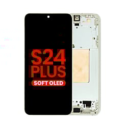 Stock up on the OLED Assembly with Frame for Galaxy S24 Plus S926 in amber yellow, aftermarket OLED.
