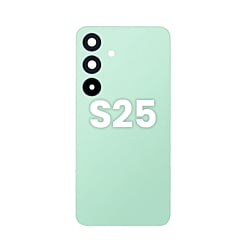 Shop the back glass with camera lens and adhesive for Galaxy S25 in mint.