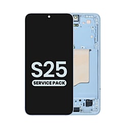 Stock up on the OLED Assembly with frame for Galaxy S25, model S931, in icyblue, service pack.