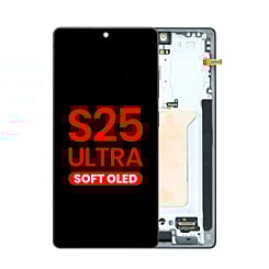 Stock up on the OLED Assembly with Frame for Galaxy S25 Ultra, model S938, in titanium black, aftermarket OLED.