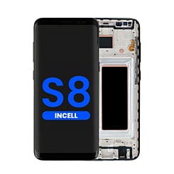 Buy the LCD assembly with frame for Galaxy S8 G950 in Midnight Black, aftermarket Incell.