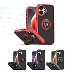 Hard PC Rear / Soft TPU Colorful Border Case with I-ring Holder for iPhone 17 (Only Ground Shipping)